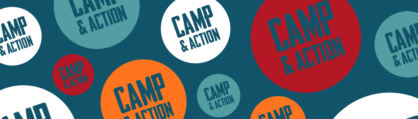 Hintergrund Camp And Action Logo in diversen Farben